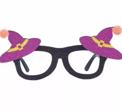 Occhiali con cappelli da strega viola