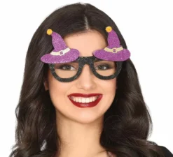 Occhiali con cappelli da strega viola