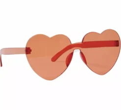 Occhiali trasparenti con cuore rosso