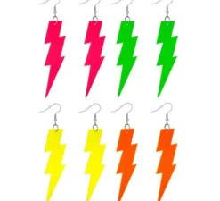 Orecchini a forma di fulmine al neon anni '80 in vari colori