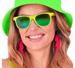Orecchini a forma di fulmine al neon anni '80 in vari colori