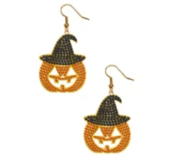 Orecchini a forma di zucca con strass da 2 cm