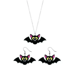 Orecchini e collana a forma di pipistrello