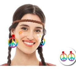 Orecchini Hippie Peace Rainbow 6x7,5 cm