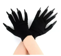 Paio di guanti neri con unghie nere per adulto