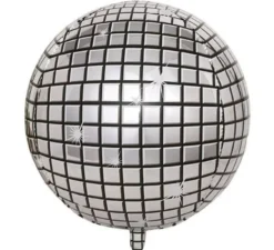 Palloncino Foil Argento con Sfera da Discoteca da 55 cm