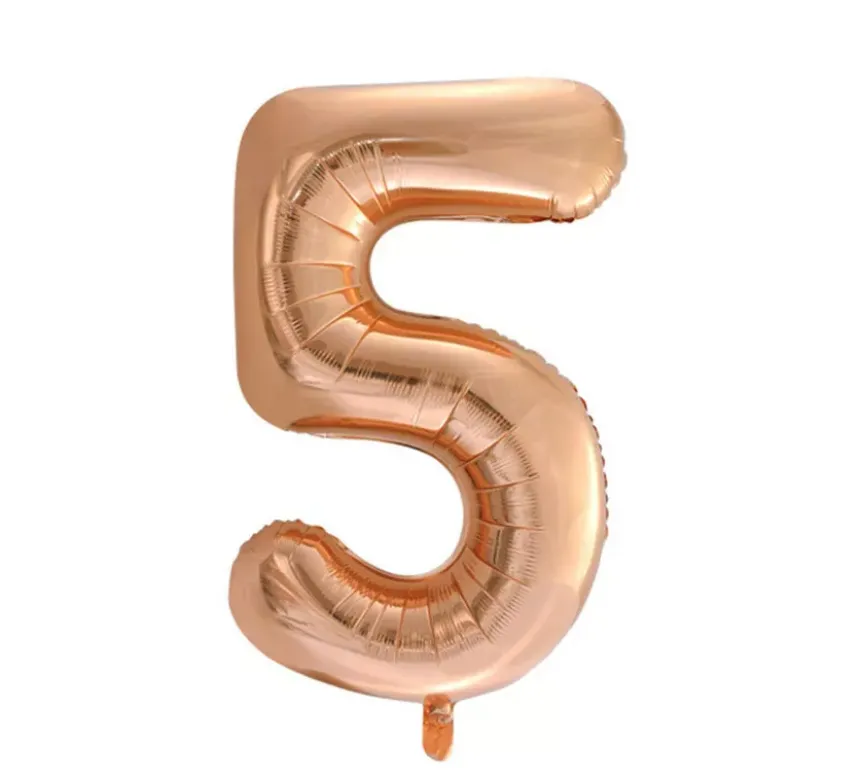 Palloncino Foil Numero 5 Colore Oro Rosa di 86 cm
