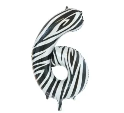 Palloncino Foil Numero 6 Zebra Colore 86 cm