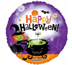 Palloncino foil rotondo da 46 cm di Strega Happy Halloween