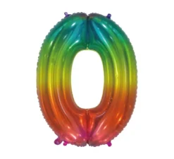 Palloncino in alluminio trasparente 75 cm colore arcobaleno numero 0