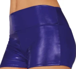 Pantaloncini corti blu metallizzato da donna