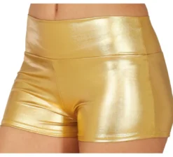 Pantaloncini corti metallizzati dorati da donna