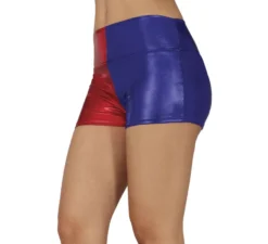Pantaloncini corti rossi e blu metallizzati da donna