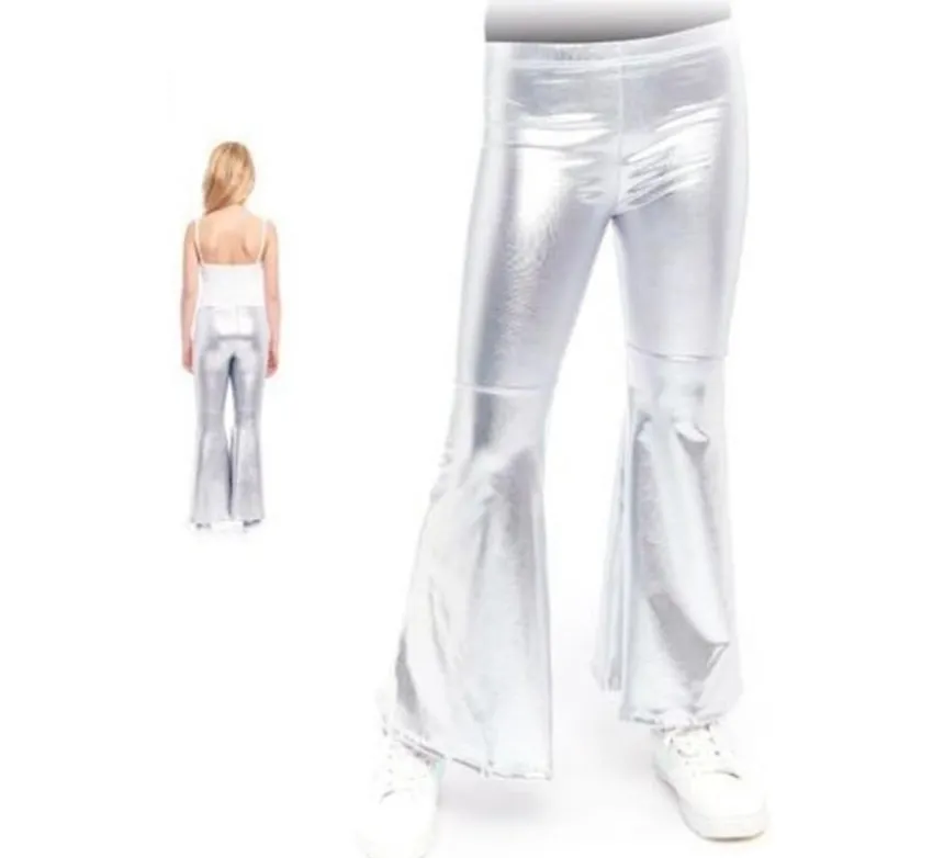Pantaloni a campana color argento metallizzato per bambini