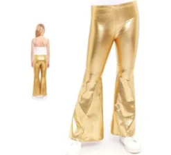 Pantaloni a zampa d'elefante metallizzati dorati per bambini