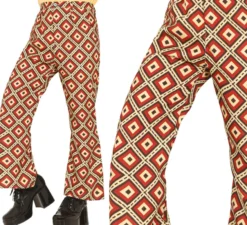 Pantaloni con stampa diamanti anni '70 per adulti
