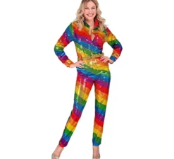 Pantaloni da festa a righe multicolori da donna