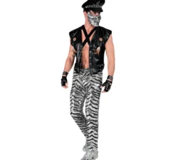 Pantaloni da festa da uomo in argento con stampa animalier