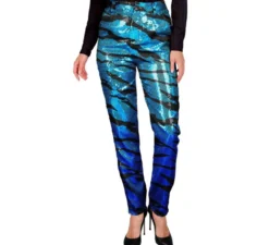 Pantaloni da festa Stampa animalier alla moda blu per donna