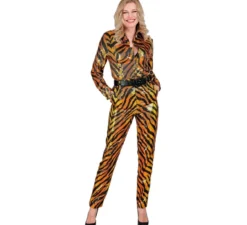 Pantaloni Fiesta da donna con stampa animalier color oro