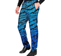 Pantaloni Fiesta da uomo blu con stampa animalier