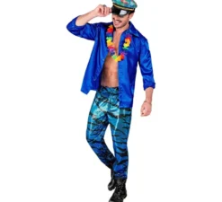 Pantaloni Fiesta da uomo blu con stampa animalier