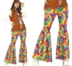 Pantaloni hippie stampati multicolori per donna