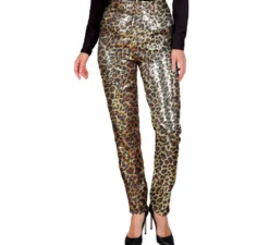 Pantaloni leopardati con stampa animalier da festa alla moda per donna