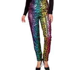 Pantaloni moda da donna con stampa animalier multicolore