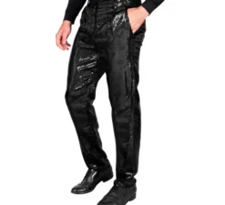 Pantaloni neri con paillettes per uomo
