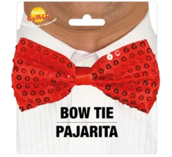 Papillon rosso 12 cm con paillettes