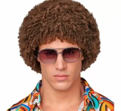 Parrucca afro da discoteca marrone anni '70