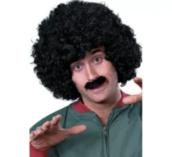 Parrucca afro e baffi per uomo