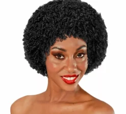 Parrucca afro nera anni '70 in stile disco