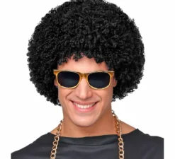 Parrucca afro nera anni '70 in stile disco