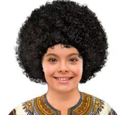 Parrucca afro nera nella borsa per bambini