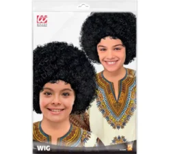 Parrucca afro nera nella borsa per bambini