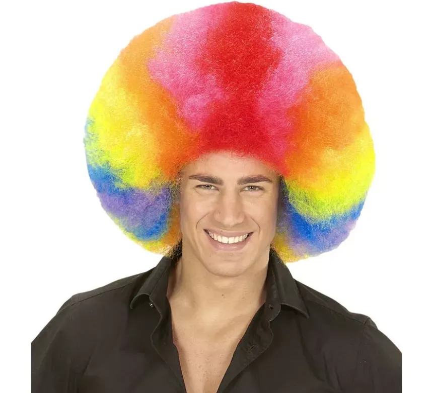 Parrucca afro oversize multicolore di alta qualità