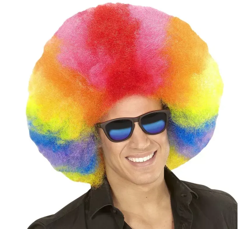 Parrucca afro oversize multicolore di alta qualità