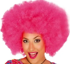 Parrucca afro rosa extra large