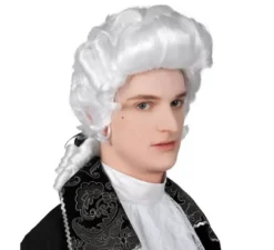 Parrucca barocca bianca da uomo con fiocco