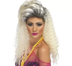 Parrucca bionda capelli ricci per barca anni '80 per donna