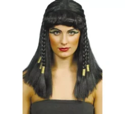 Parrucca cleopatra con rifiniture dorate
