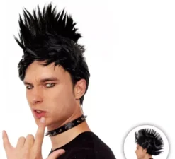 Parrucca con cresta nera punk