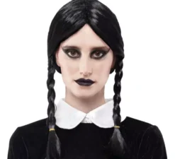 Parrucca con trecce nere da ragazza sinistra
