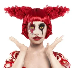 Parrucca da clown rosso per adulti
