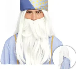 Parrucca da mago con barba lunga da adulto