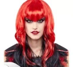 Parrucca da vampira bicolore rossa e nera