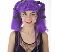 Parrucca da vampiro con trecce lilla per adulti