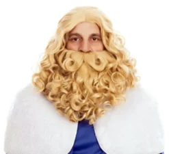 Parrucca del Re Mago con barba bionda opaca
